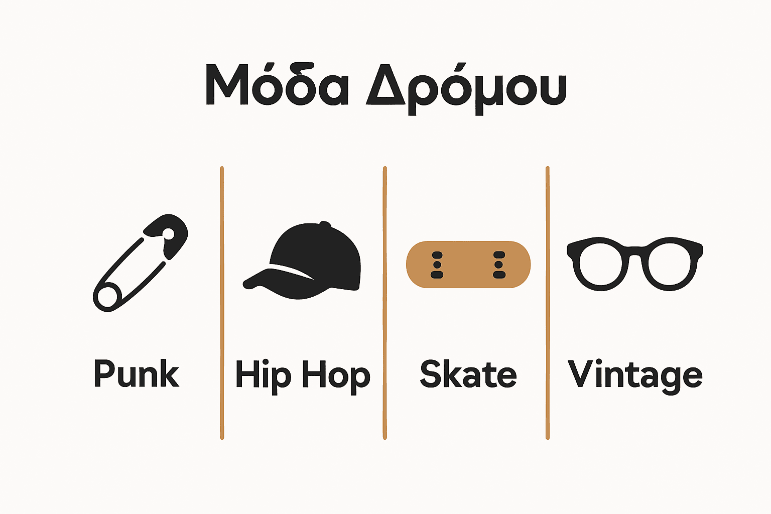 Infographic comparing punk, hip hop, skate, and vintage street fashion forms