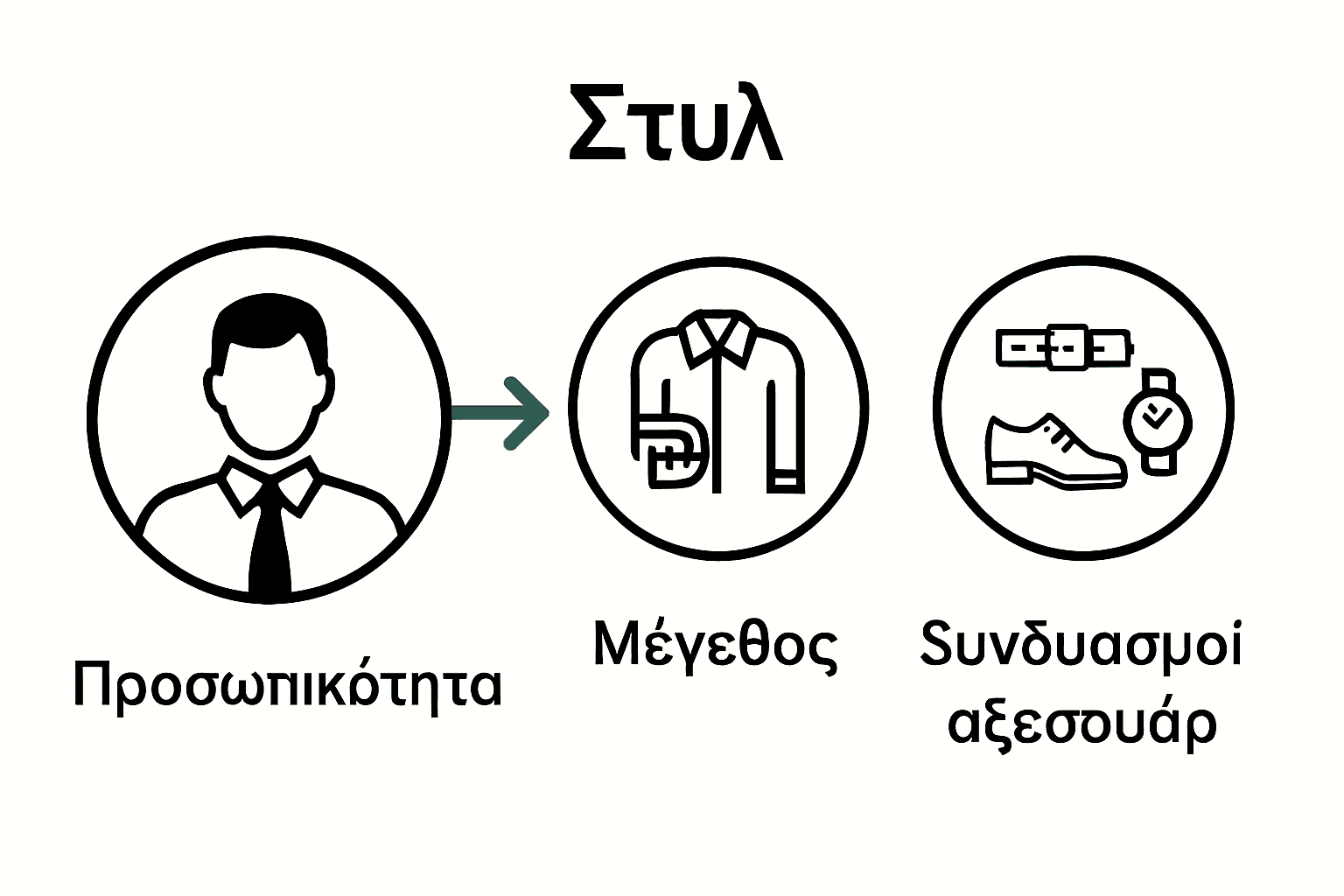 Infographic με βασικά βήματα για ανδρικό στυλ