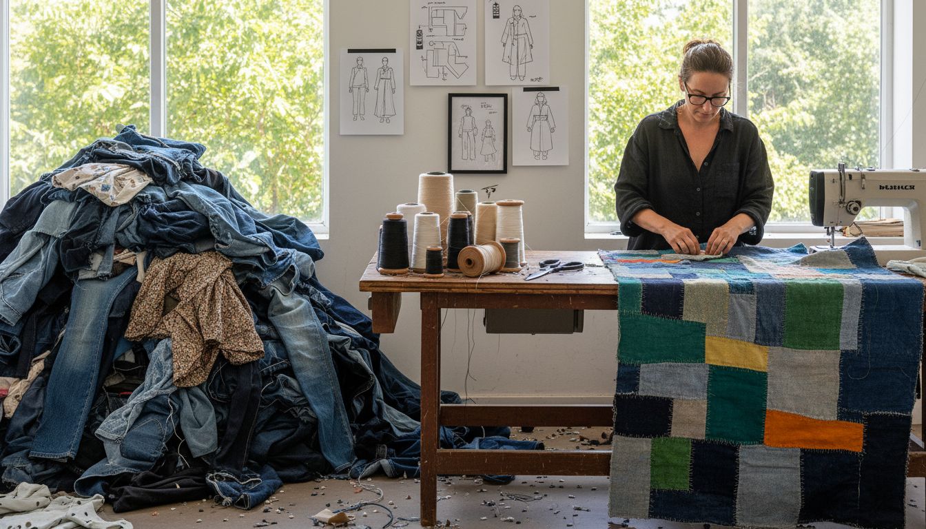 Designer upcycling clothes into new fabrics