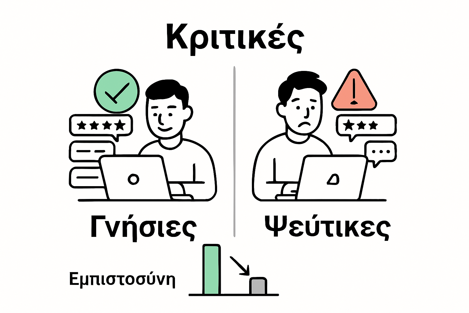 Infographic comparing authentic and fake clothing reviews