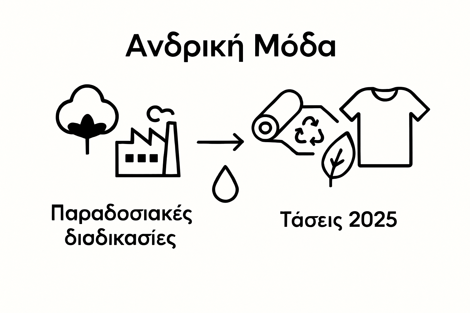 Ενημερωτικό γράφημα που παρουσιάζει τη στροφή της ανδρικής μόδας προς τη βιωσιμότητα