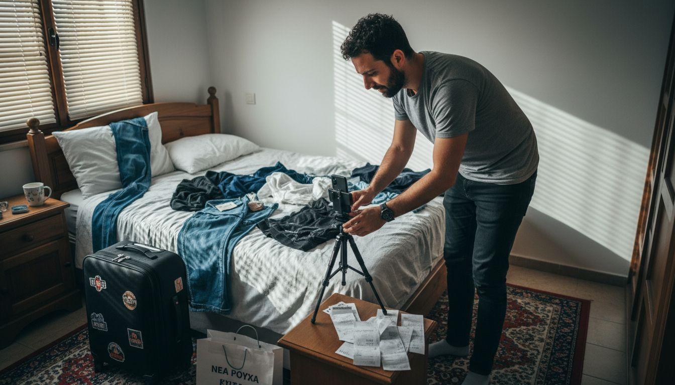 Δημιουργός περιεχομένου ετοιμάζει βίντεο με αγορές μόδας για το κοινό του