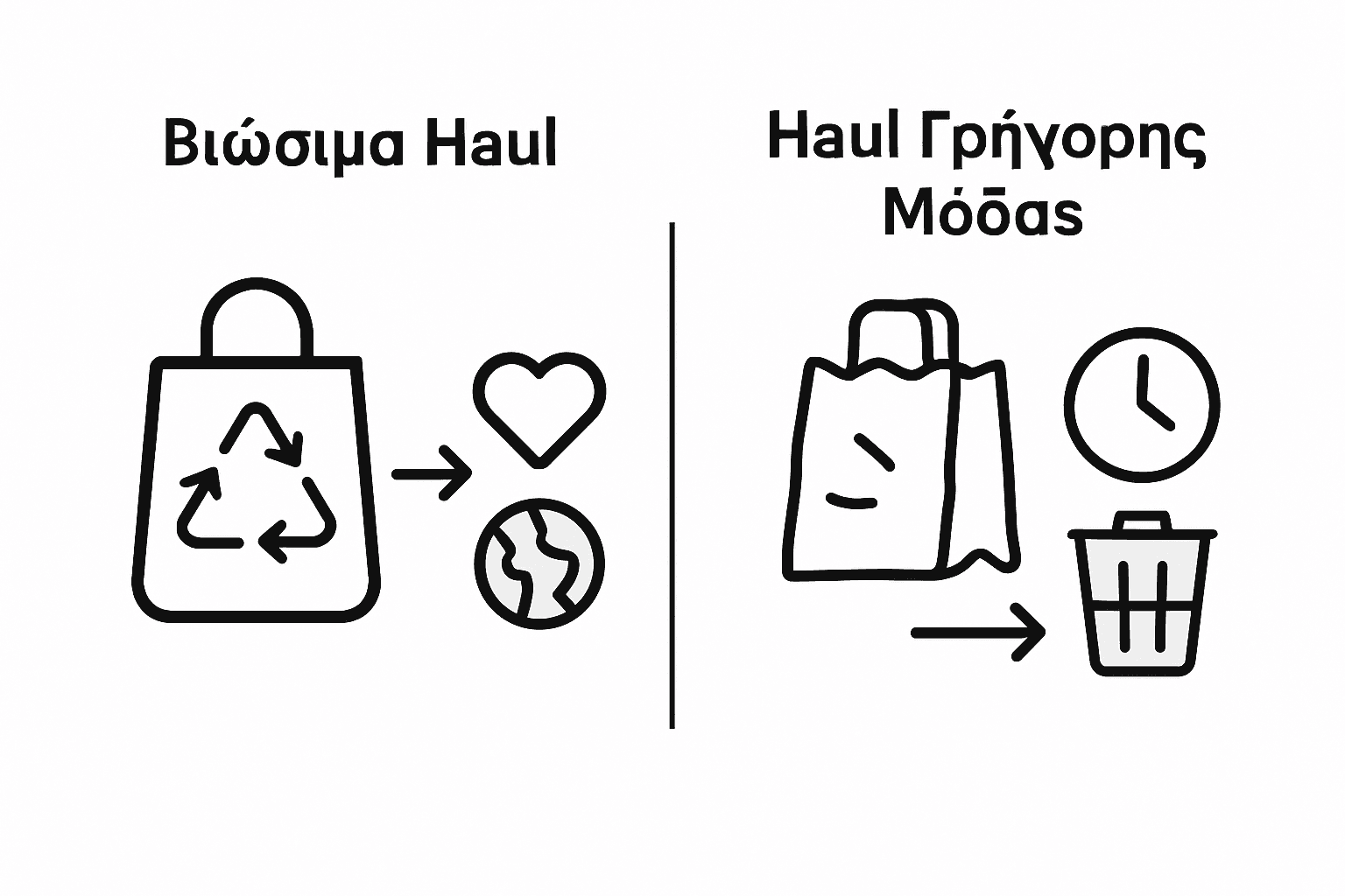 Γραφικό με σύγκριση ανάμεσα σε αγορές βιώσιμης μόδας και μαζικών αγορών fast fashion