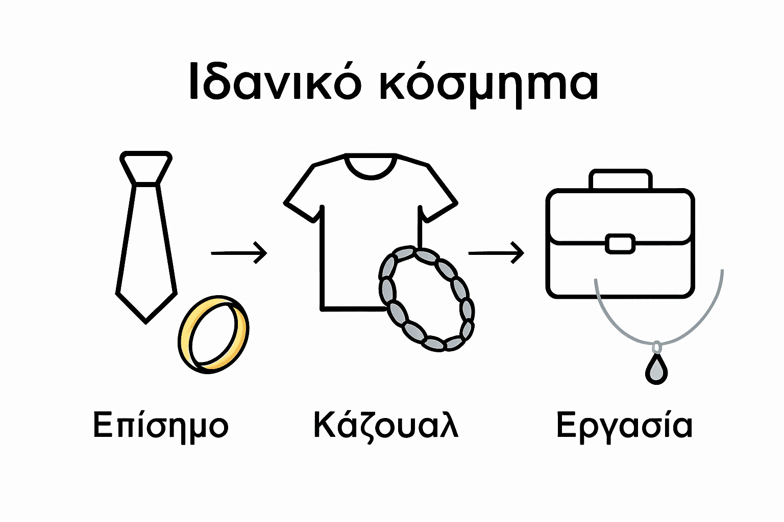 Γραφικό με σύγκριση ανδρικών κοσμημάτων για διαφορετικές περιστάσεις