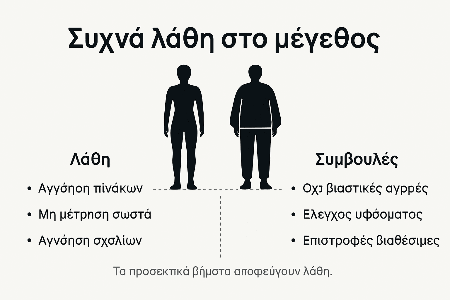 Εικονογραφημένος οδηγός με τα πιο συχνά λάθη στα μεγέθη και χρήσιμες συμβουλές για να τα αποφύγετε