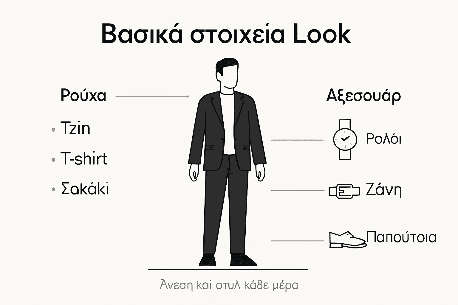 Εικονογραφημένος οδηγός με βασικές συμβουλές για το καθημερινό ανδρικό στυλ