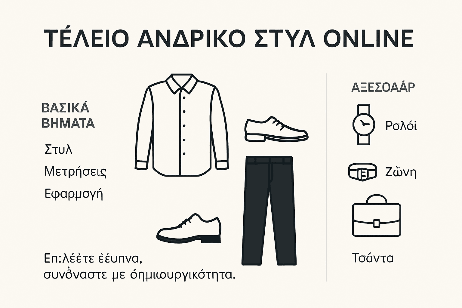 Μινιμαλιστικό infographic για ανδρικό στυλ στο διαδίκτυο