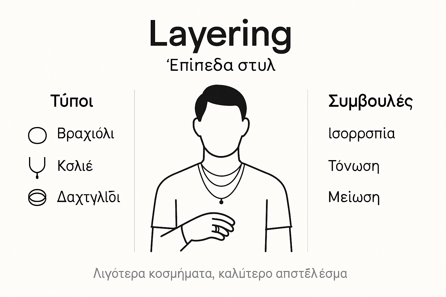 Οδηγός απλότητας για το layering ανδρικών κοσμημάτων σε ένα infographic