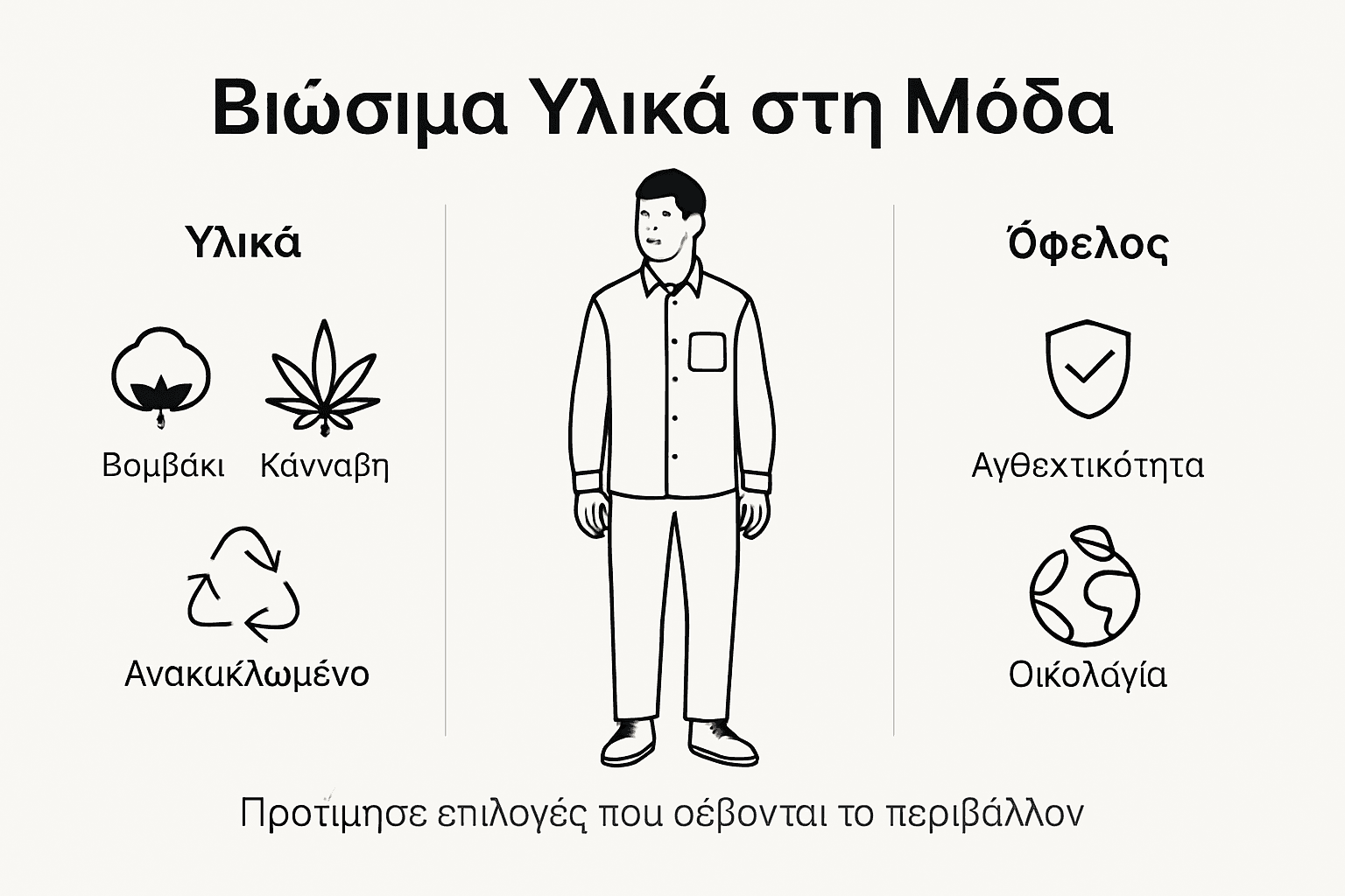 Εικονογραφημένο αφιέρωμα στα βιώσιμα υφάσματα και τα οφέλη της πράσινης μόδας