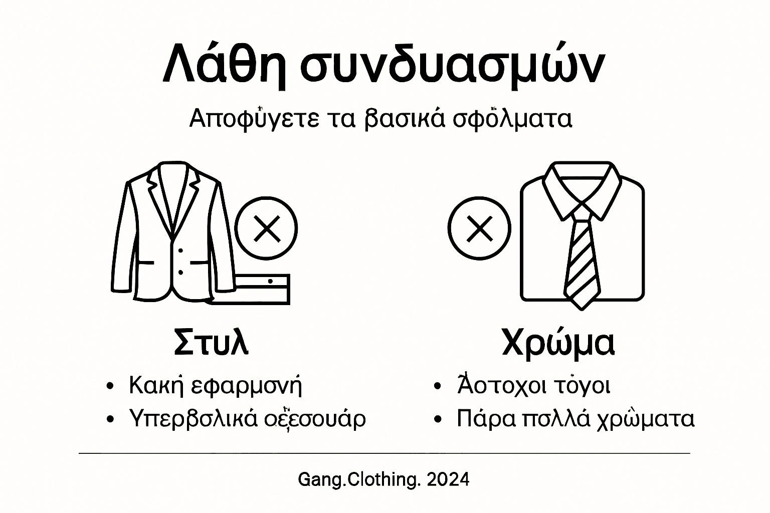 Infographic: Τα πιο συνηθισμένα λάθη που κάνουν οι άνδρες στους συνδυασμούς των ρούχων τους