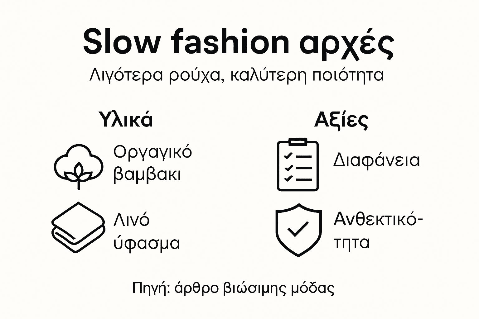 Εικονογραφημένο αφιέρωμα με βασικές αρχές και αξίες του slow fashion
