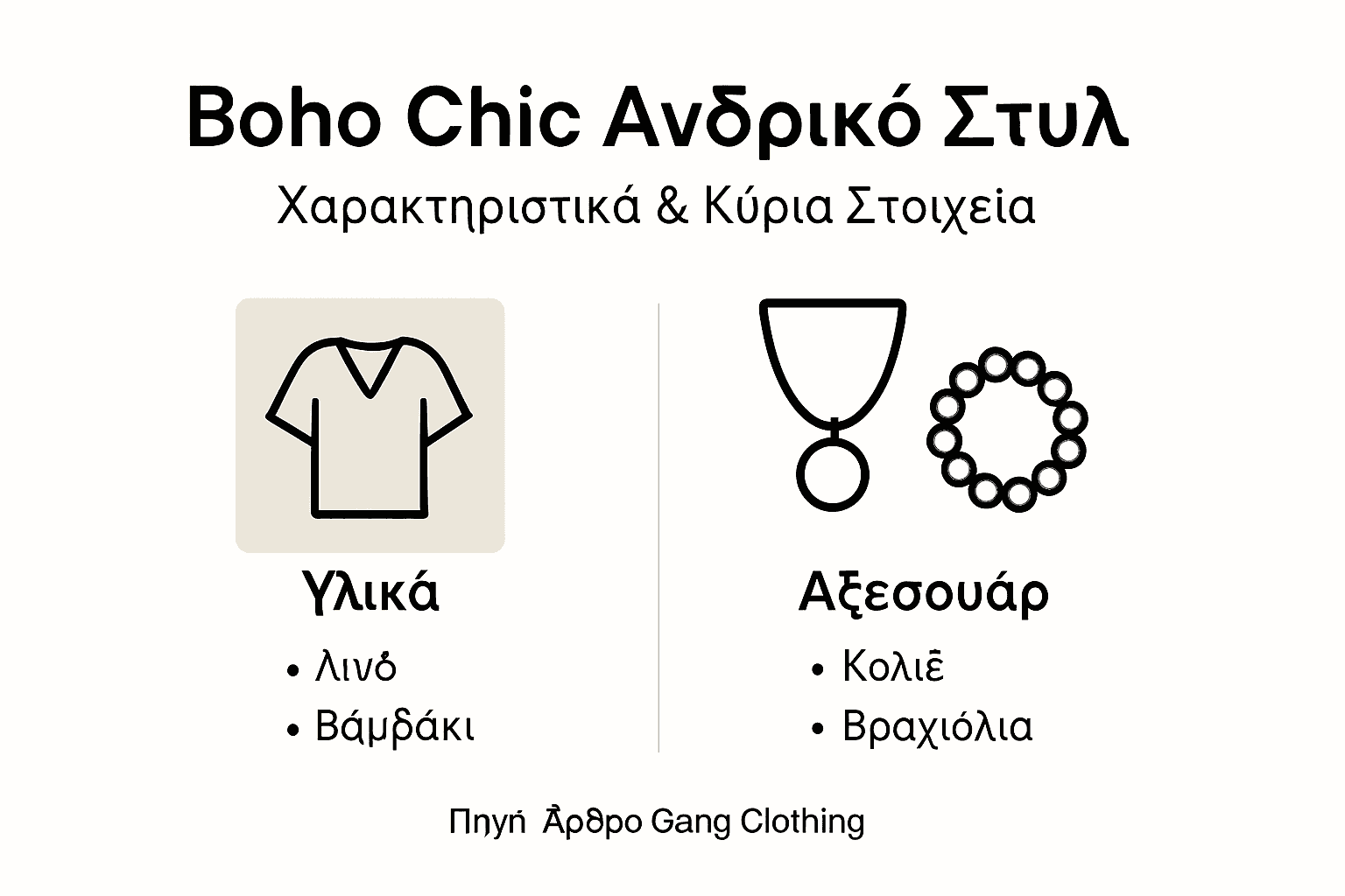 Οδηγός με βασικά υλικά και αξεσουάρ για το boho chic στυλ, σε μορφή infographic