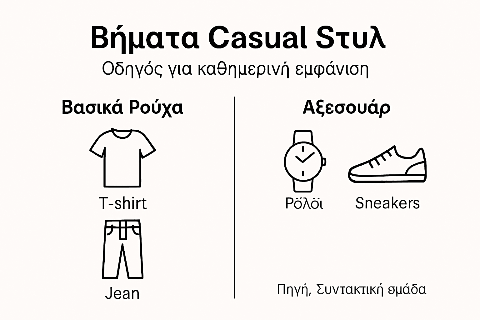 Εικονογραφημένος οδηγός με βασικά βήματα για ένα χαλαρό ανδρικό στυλ