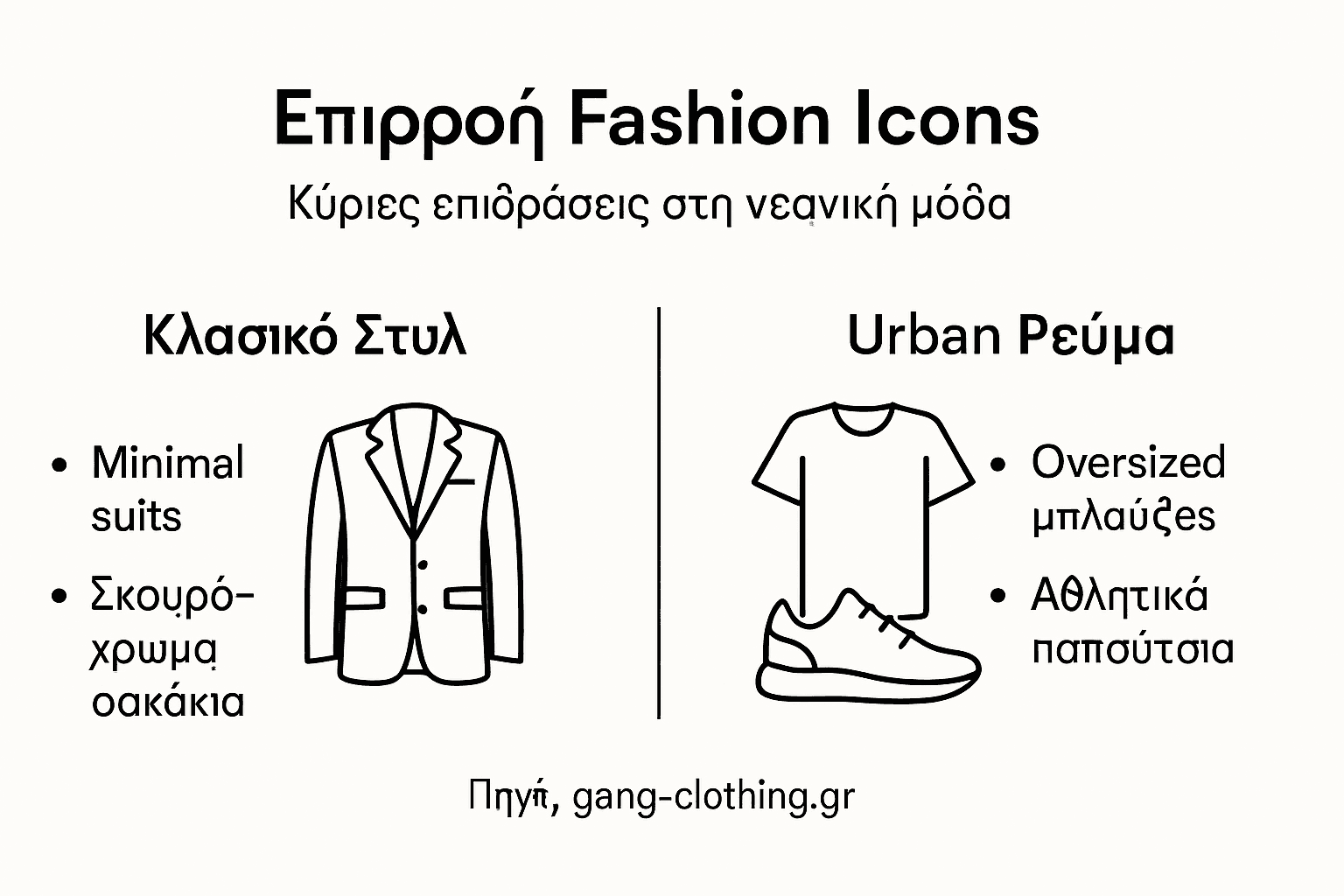 Εικονογραφημένος οδηγός με τύπους εμβληματικών φιγούρων της μόδας και τις επιρροές τους