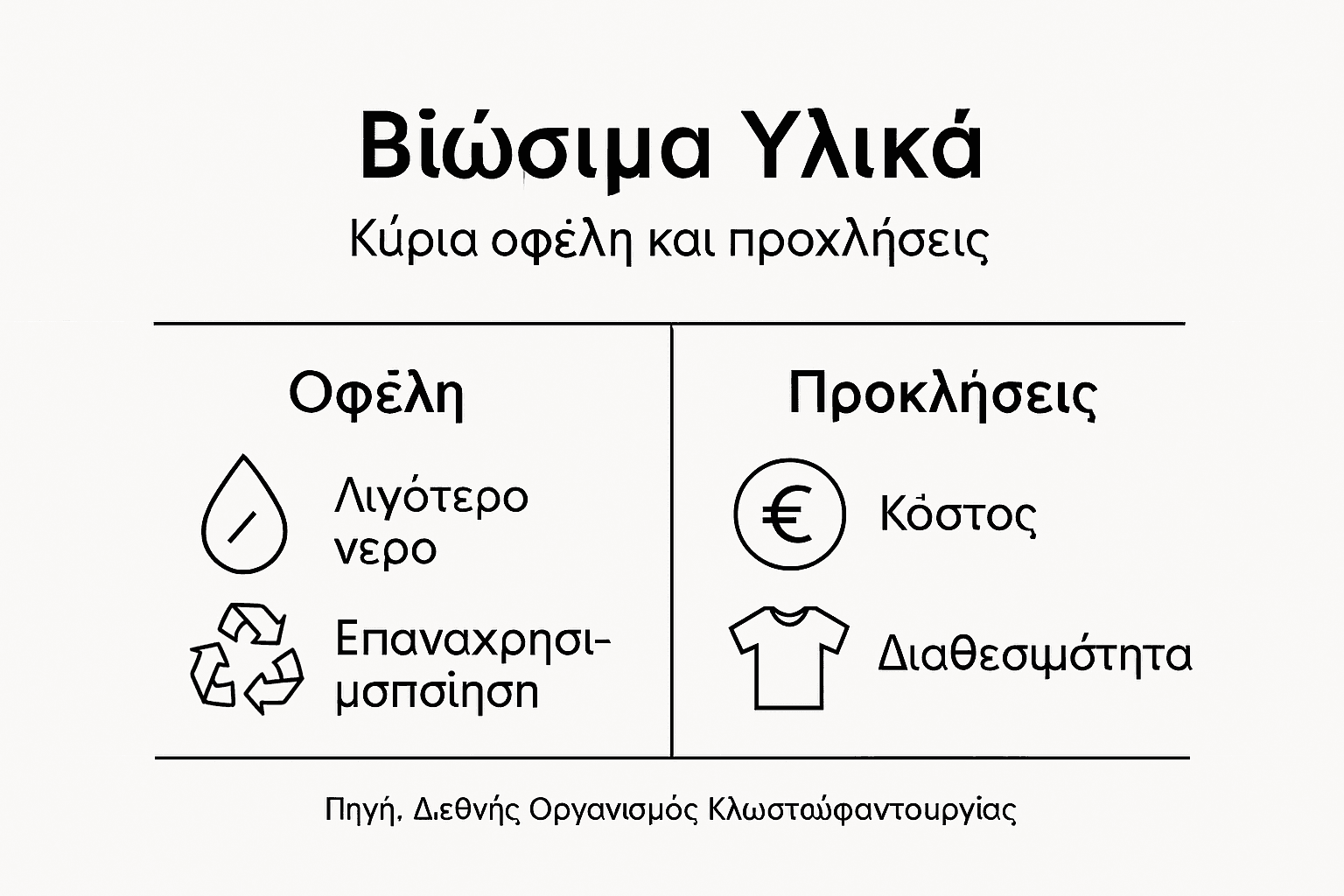 Γραφικό που παρουσιάζει τα πλεονεκτήματα και τις δυσκολίες στη χρήση βιώσιμων υλικών