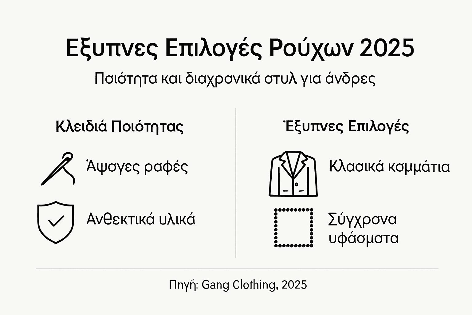 Οδηγός ποιότητας ανδρικής ένδυσης - Όλα όσα πρέπει να ξέρεις με μια ματιά