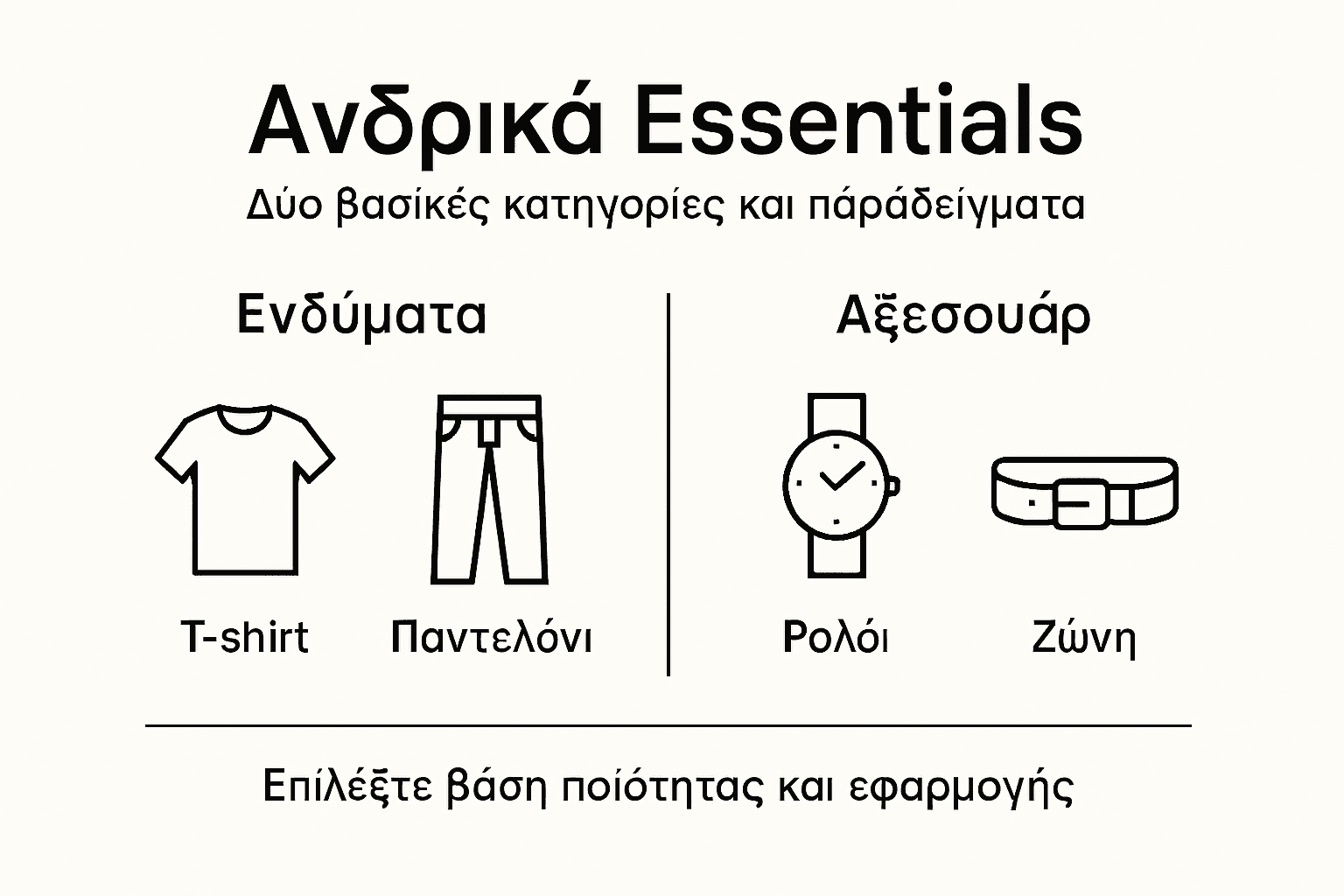 Οδηγός με βασικές κατηγορίες ανδρικών ειδών που κάθε άνδρας χρειάζεται