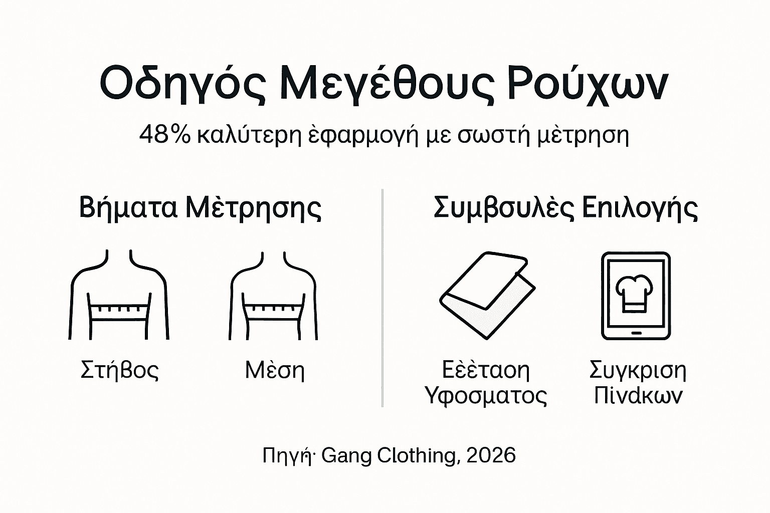Οδηγός για να διαλέγεις το σωστό μέγεθος στα ρούχα σου