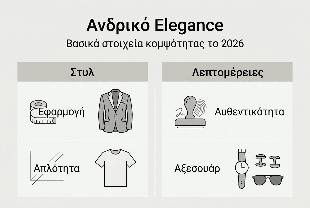 Infographic: Τα βασικά χαρακτηριστικά του ανδρικού στυλ και κομψότητας