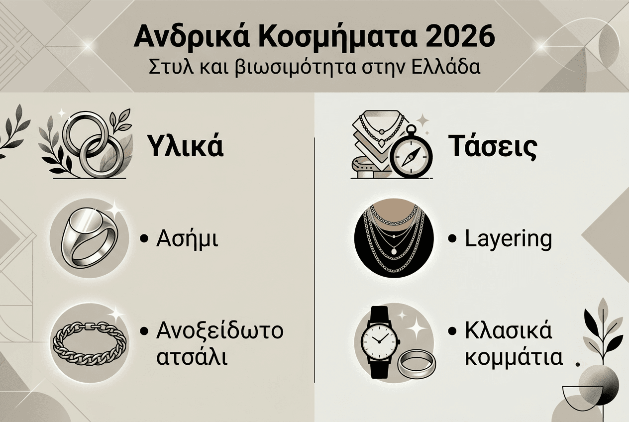 Όλα όσα πρέπει να ξέρεις για τις τάσεις στα ανδρικά κοσμήματα το 2026 – Δες το αναλυτικό infographic