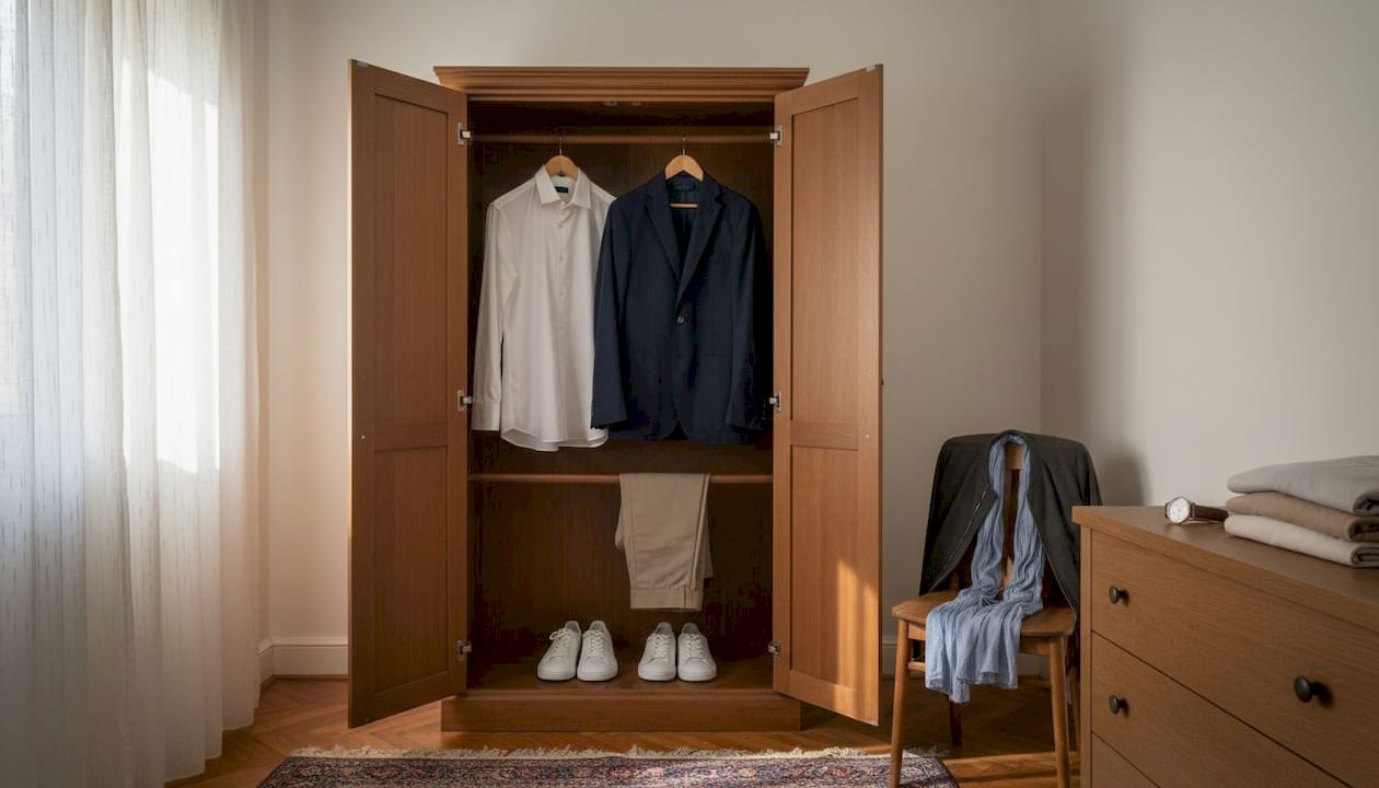 Τα βασικά κομμάτια που δεν πρέπει να λείπουν από την ανδρική γκαρνταρόμπα, τακτοποιημένα και με στυλ.