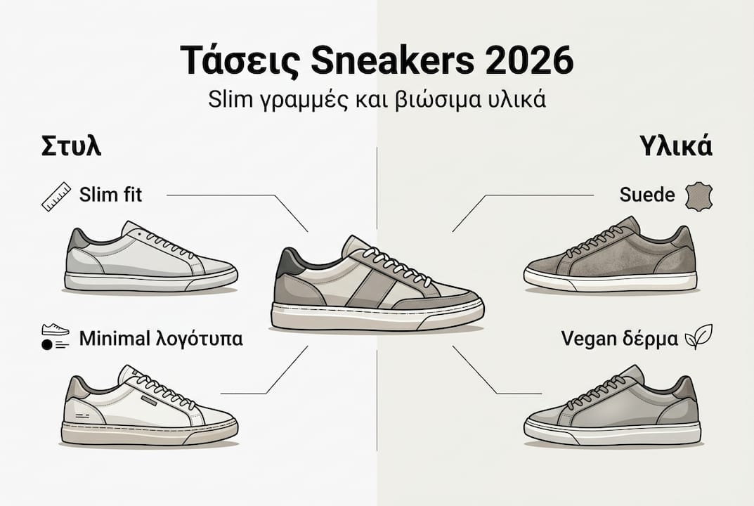Infographic: Τα νέα trends και τα υλικά που θα κυριαρχήσουν στα sneakers το 2026
