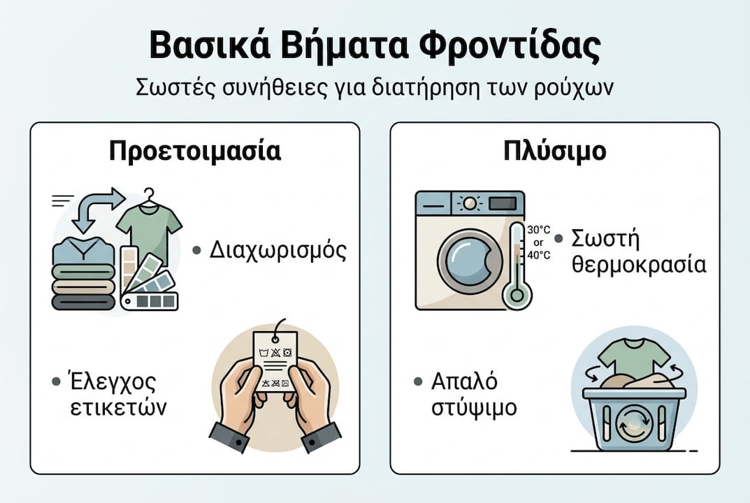 Οδηγός με πρακτικές συμβουλές για τη σωστή φροντίδα των ρούχων σου