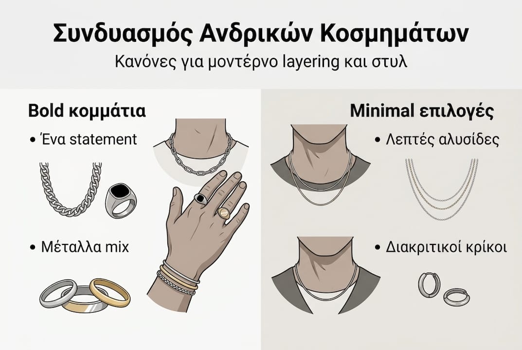 Πώς να συνδυάζεις ανδρικά κοσμήματα: Ένας πρακτικός οδηγός σε infographic
