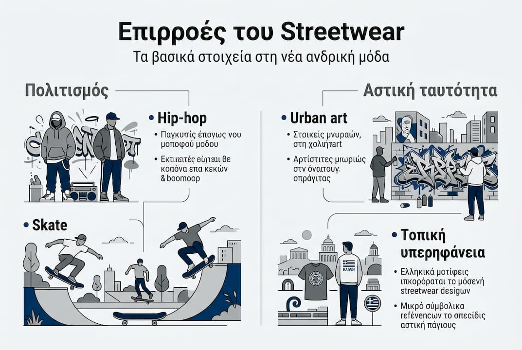 Infographic εμπνευσμένο από τη σύγχρονη ελληνική streetwear κουλτούρα