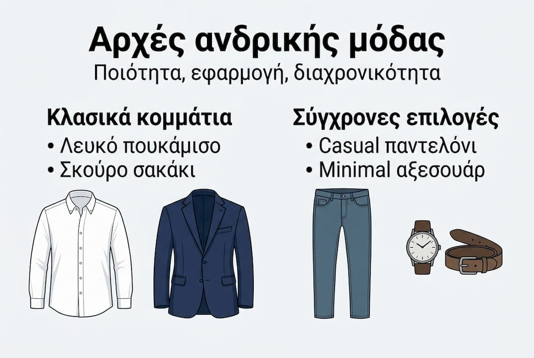 Εικονογραφημένος οδηγός με τα βασικά στοιχεία του ανδρικού στυλ