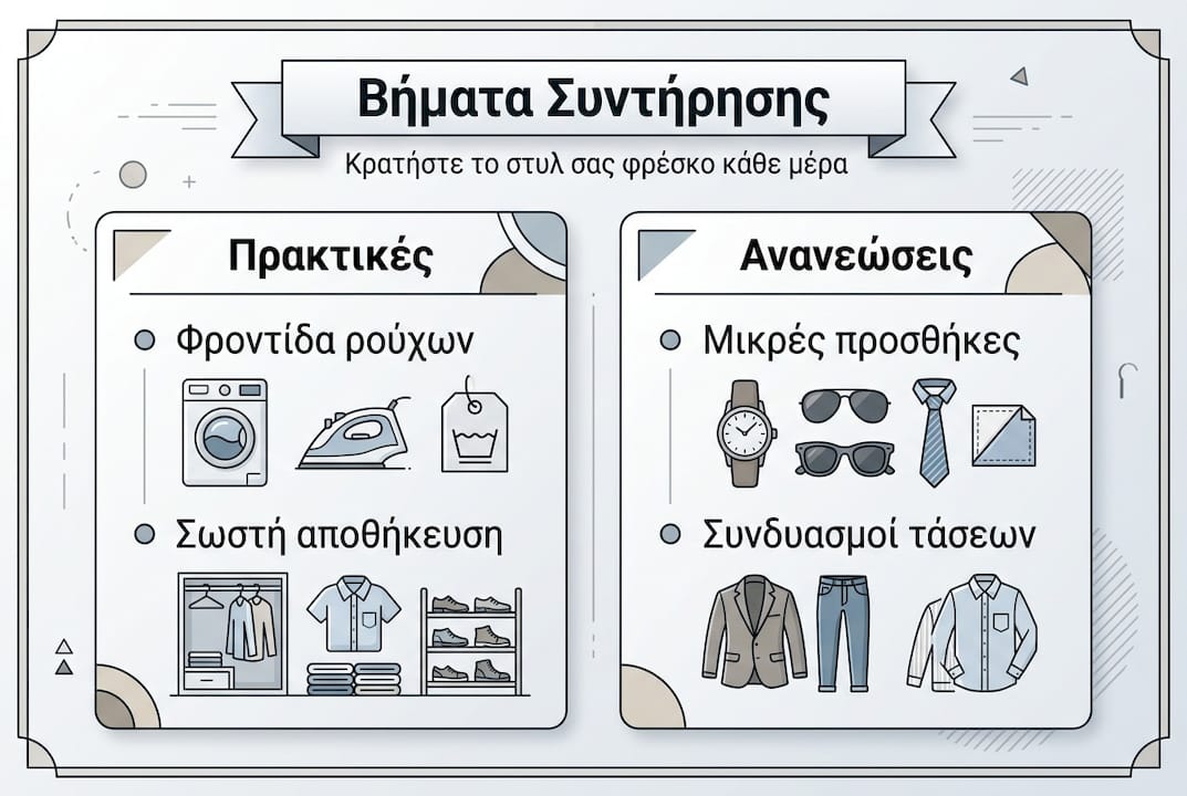 Εικονογραφημένος οδηγός με βασικά βήματα περιποίησης για το ανδρικό στυλ