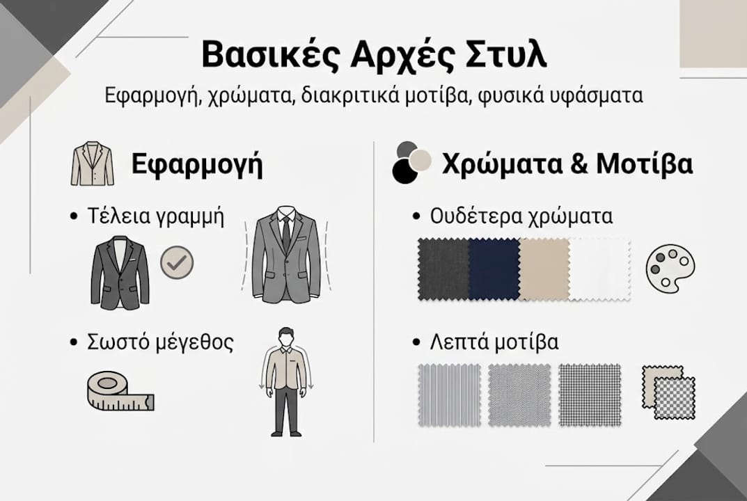 Εικονογραφημένος οδηγός με βασικές αρχές ανδρικού στυλ