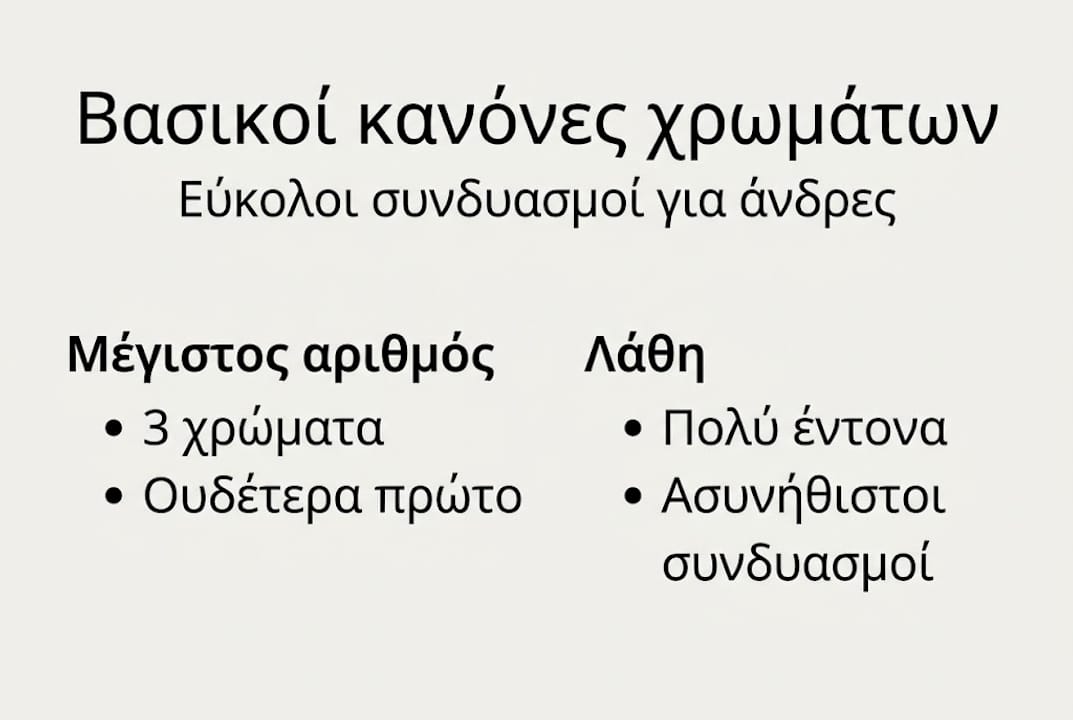 Οδηγός συνδυασμών χρωμάτων για ανδρικό ντύσιμο – Όλα όσα πρέπει να ξέρεις για να ταιριάζεις σωστά τα ρούχα σου