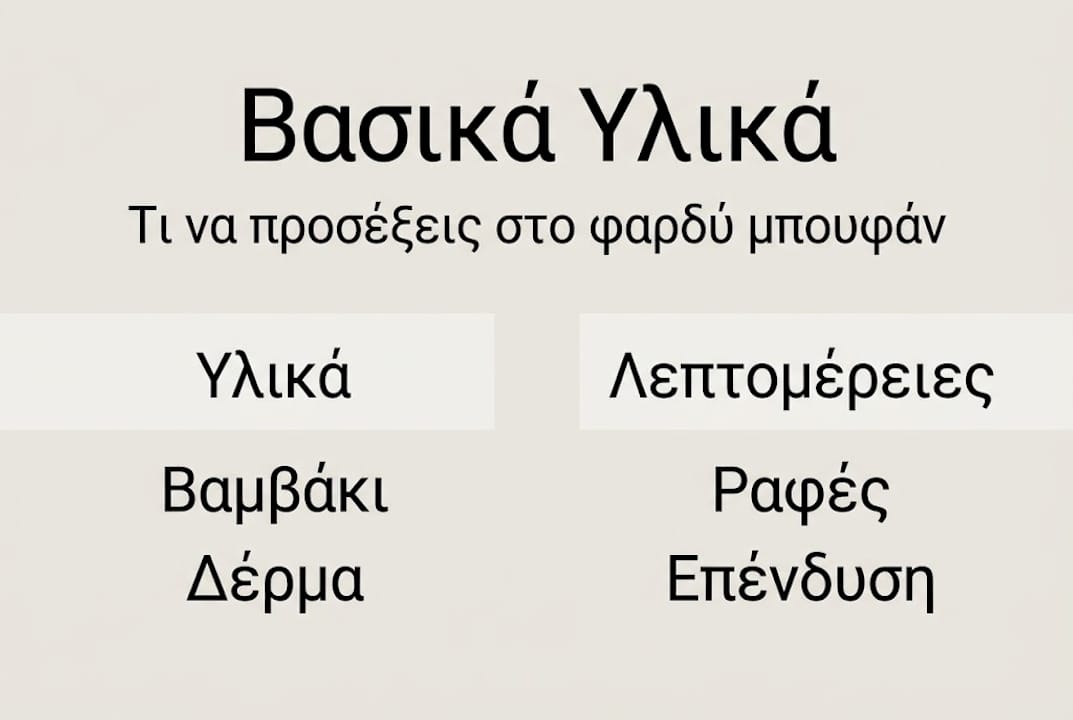 Εικονογραφημένη παρουσίαση των βασικών υλικών και των χαρακτηριστικών του περιβλήματος