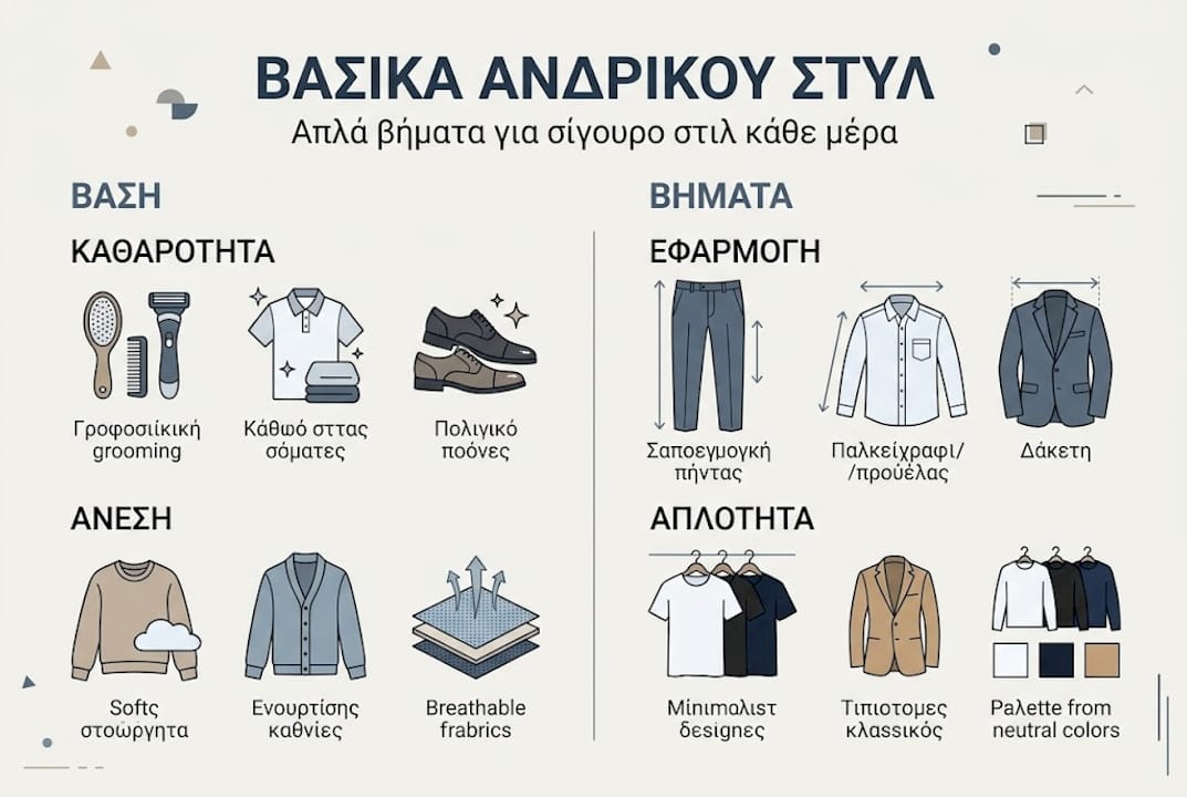 Οδηγός με τα βασικά στοιχεία του ανδρικού στυλ σε μια ματιά