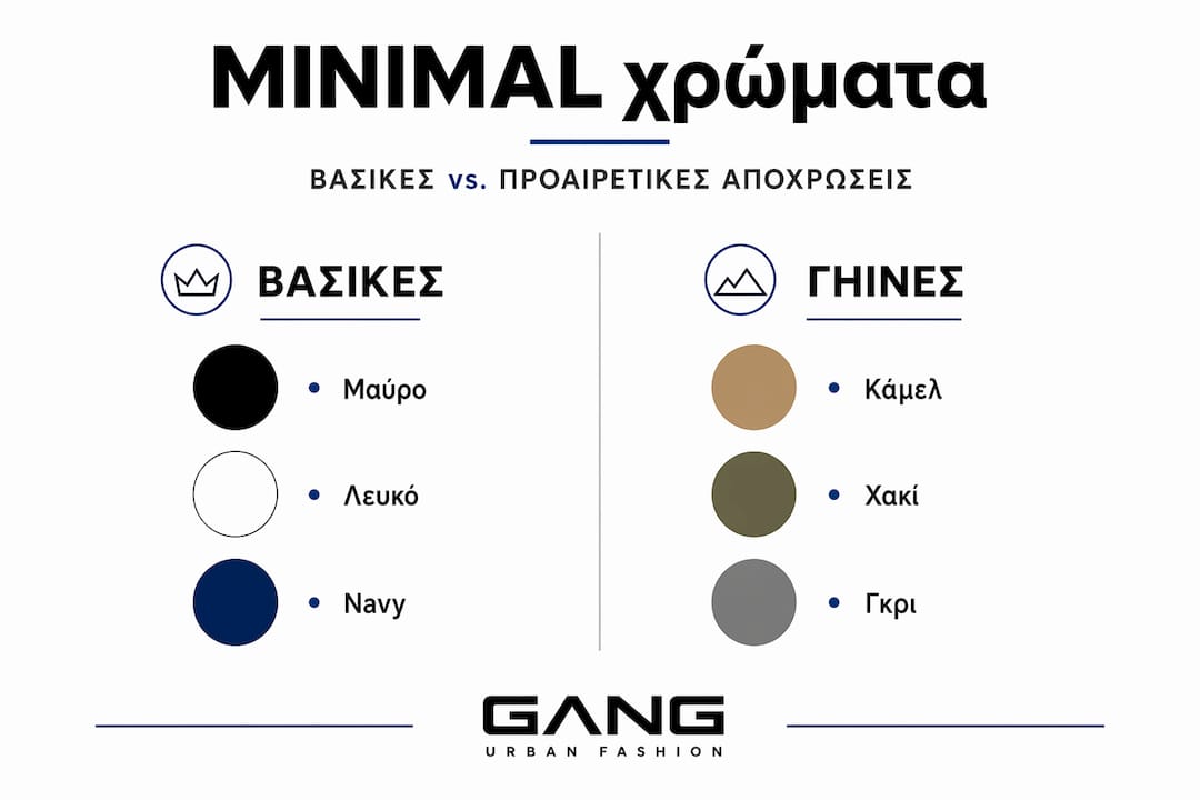 Γραφική απεικόνιση με σύγκριση μίνιμαλ αποχρώσεων για μια κομψή και ευέλικτη γκαρνταρόμπα