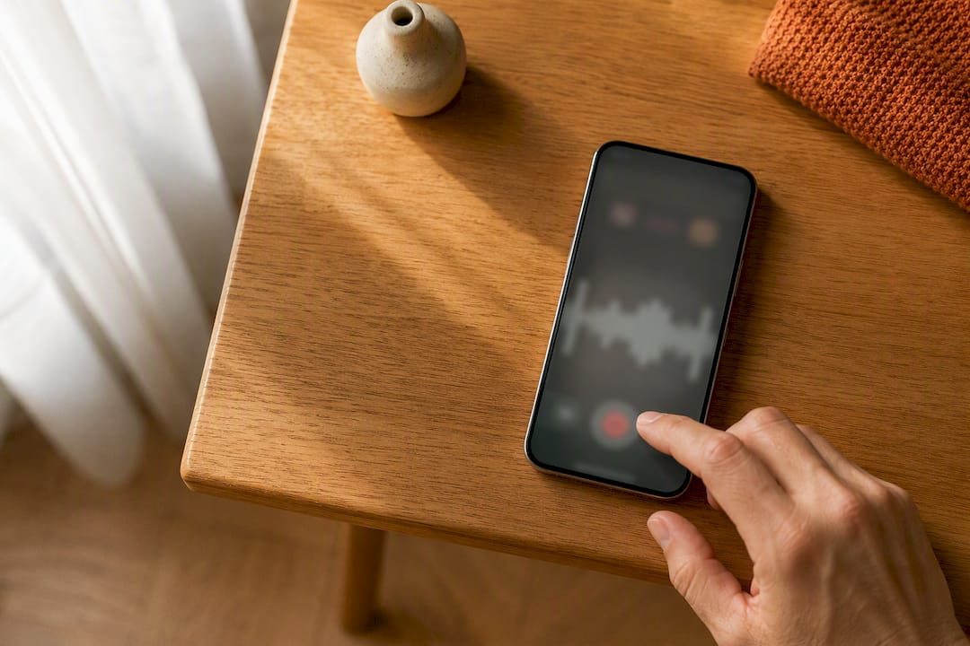A smartphone being prepared for a test recording before a family interview