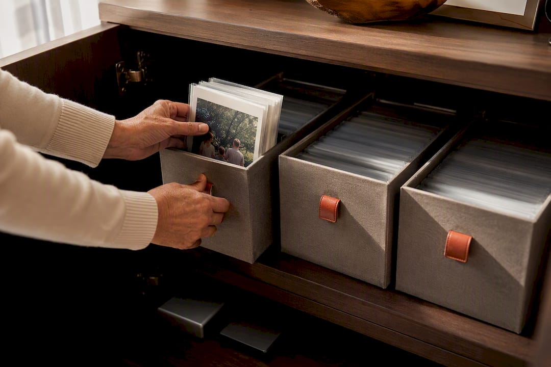Family photos are kept in several independent storage locations.