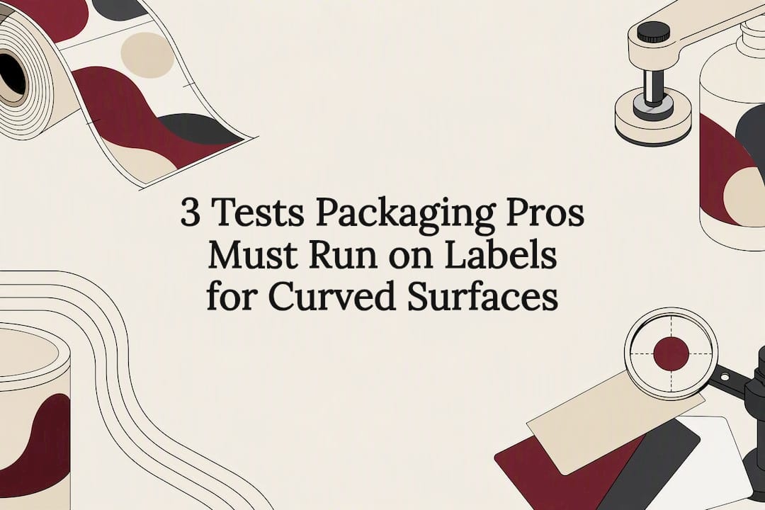 Decorative curved label testing title card