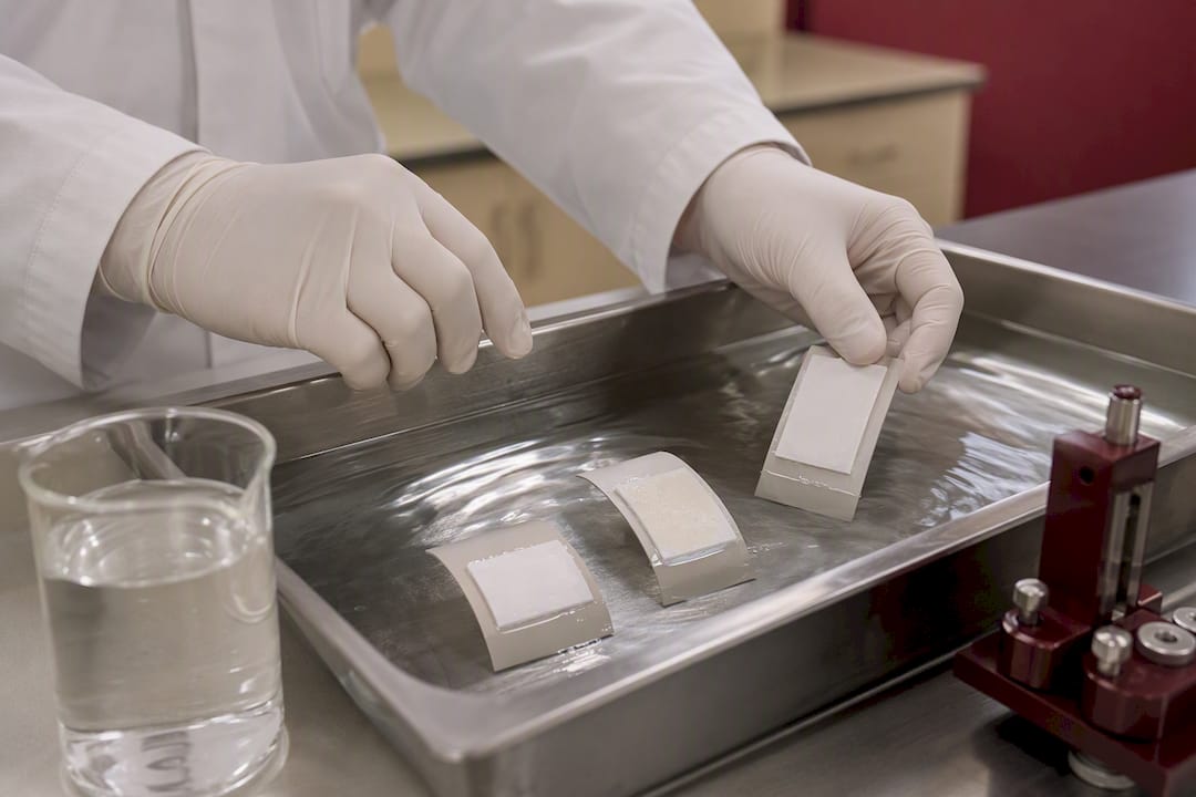 Label samples undergoing wash-off testing