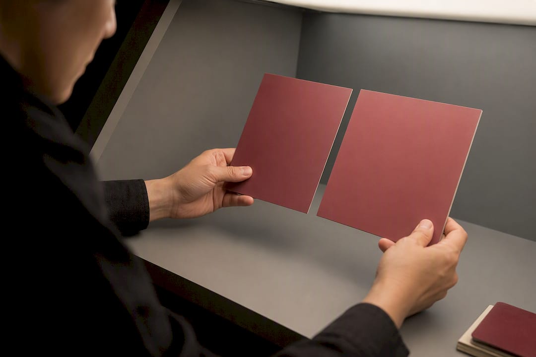 Proof samples compared under standardized lighting