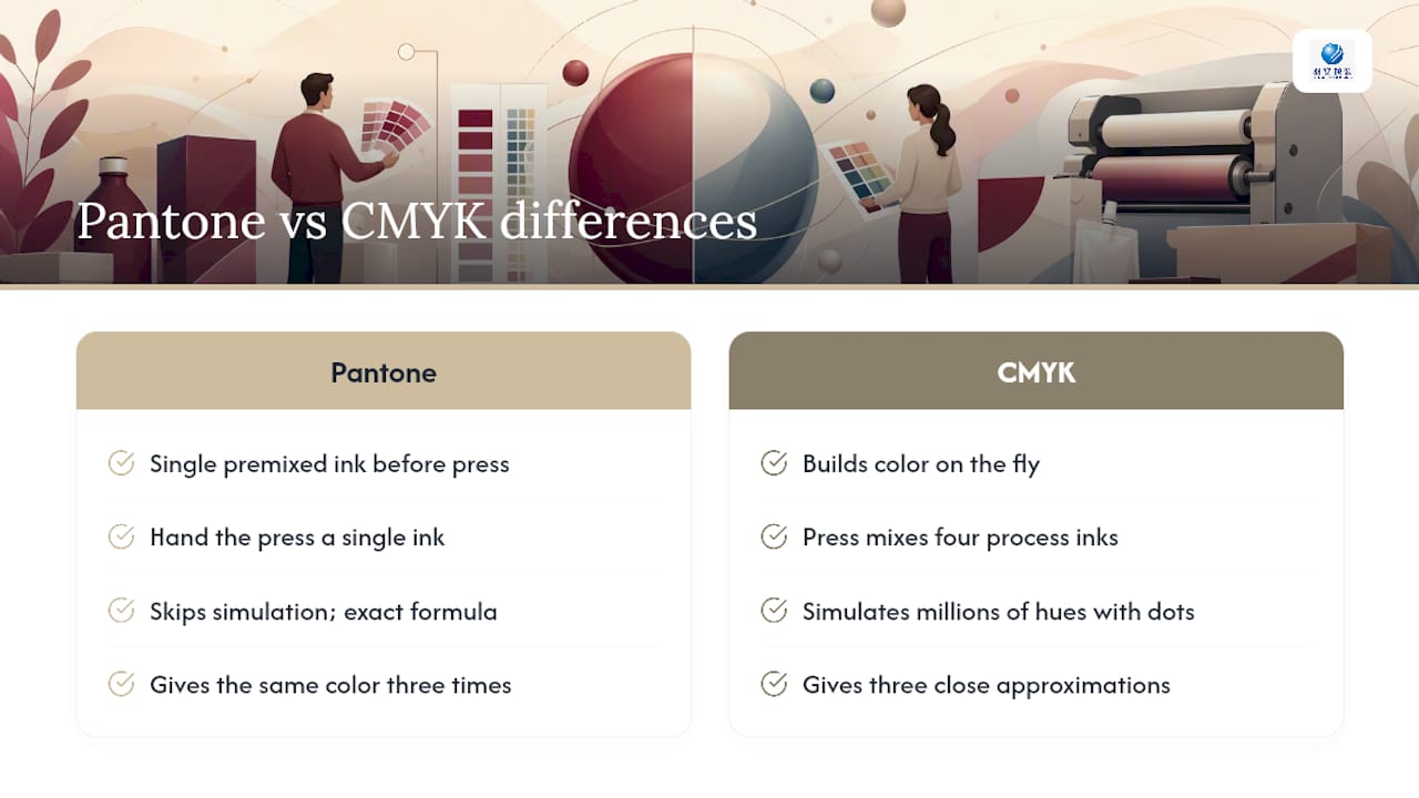 Pantone and CMYK printing comparison