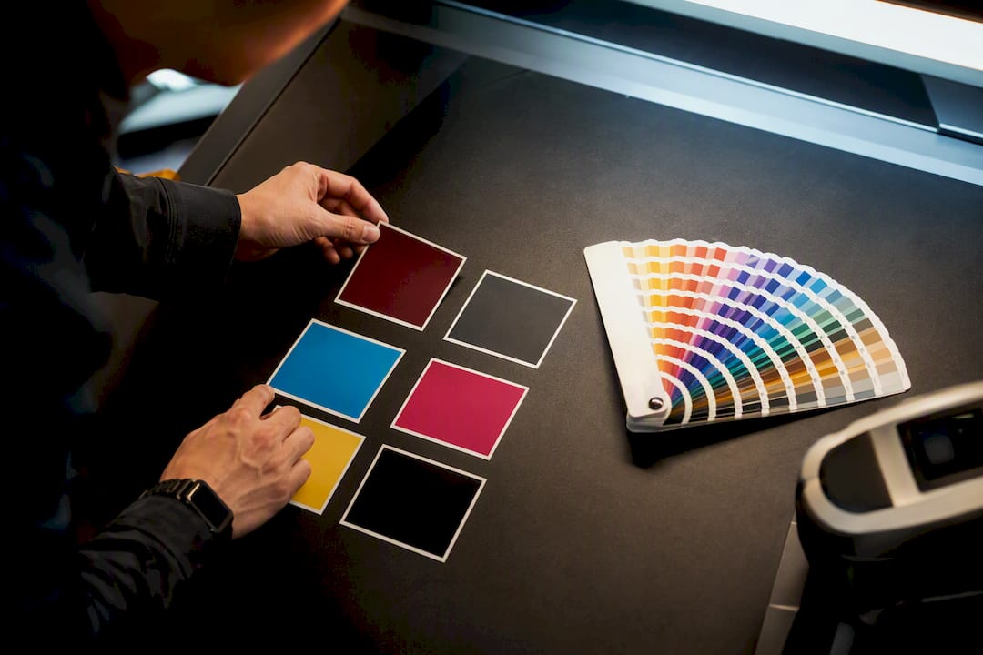 Packaging color proofs beside physical swatches