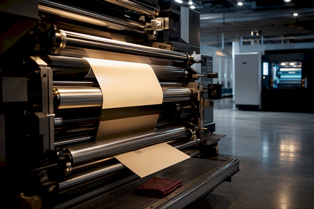 Commercial printing press rollers in production
