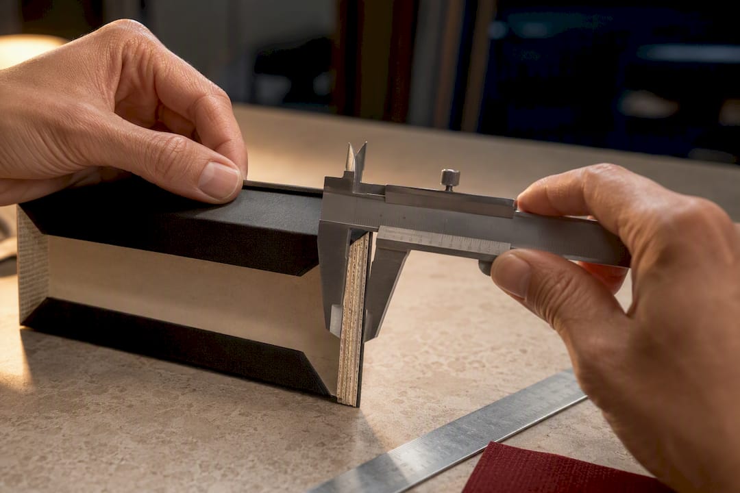 Calipers measuring rigid box board thickness