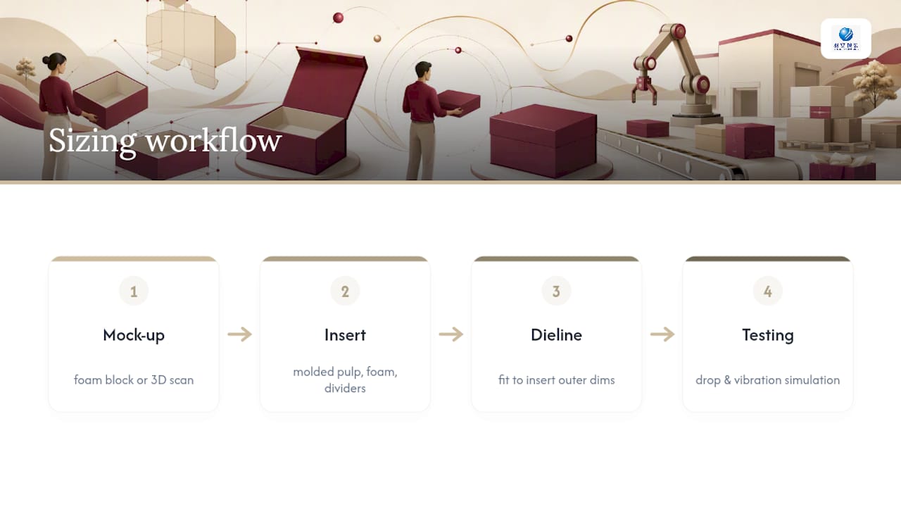 Workflow for sizing irregular product boxes