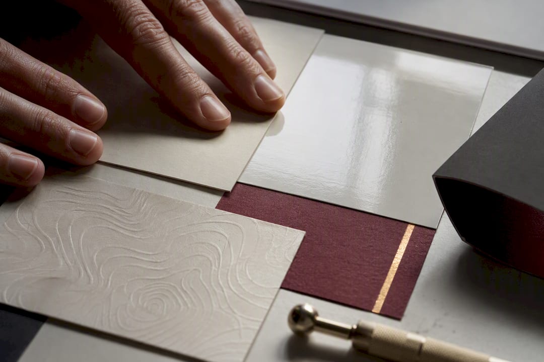 Tactile packaging finish swatches compared