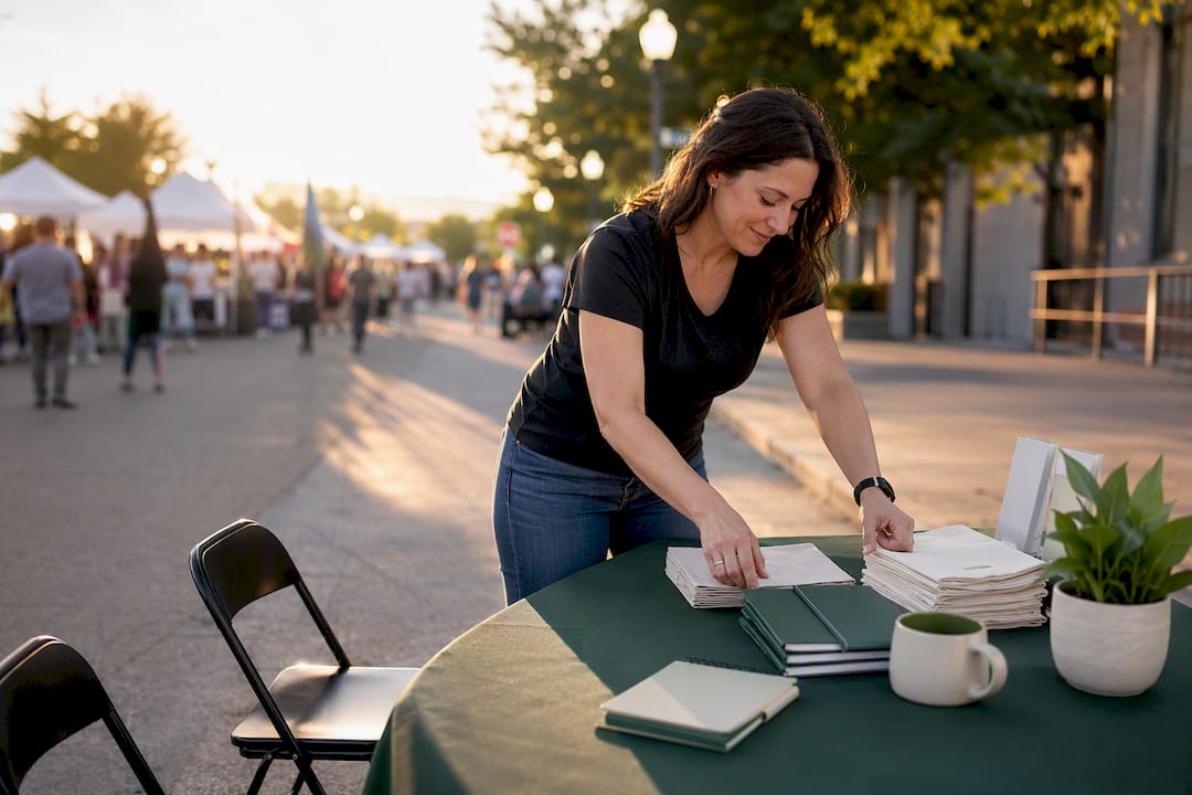 Local business booth at neighborhood festival