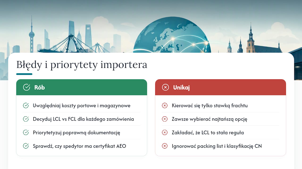 Co importerzy przeceniają w wyborze transportu z Chin — overview diagram