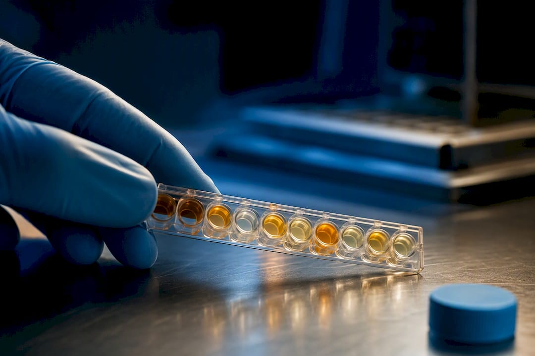 Puits d’immunodosage avec signaux colorés variables